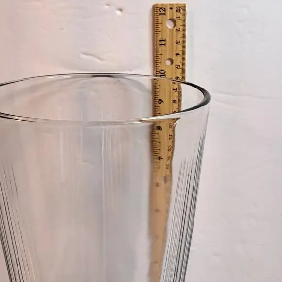 Neiman Marcus Vintage Lead Crystal Glass Centerpiece Vase Ribbed Heavy Classic